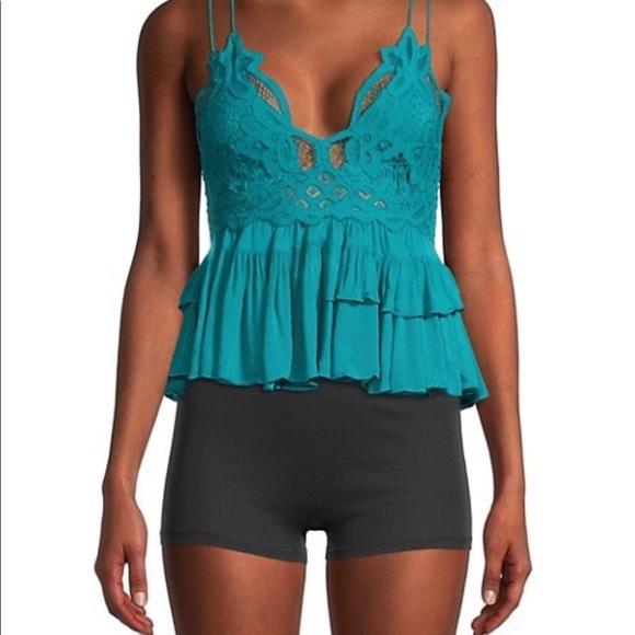 Free People Adella Lace Cami - NWOT - size xs. Gorgeous teal color! - Picture 2 of 6